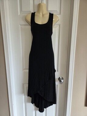 Black Sleeveless High-Low Midi Tank Dress
